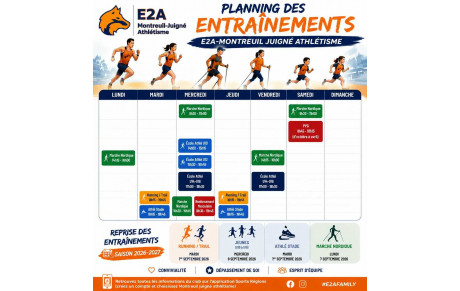 Planning des entraînements 2026-207